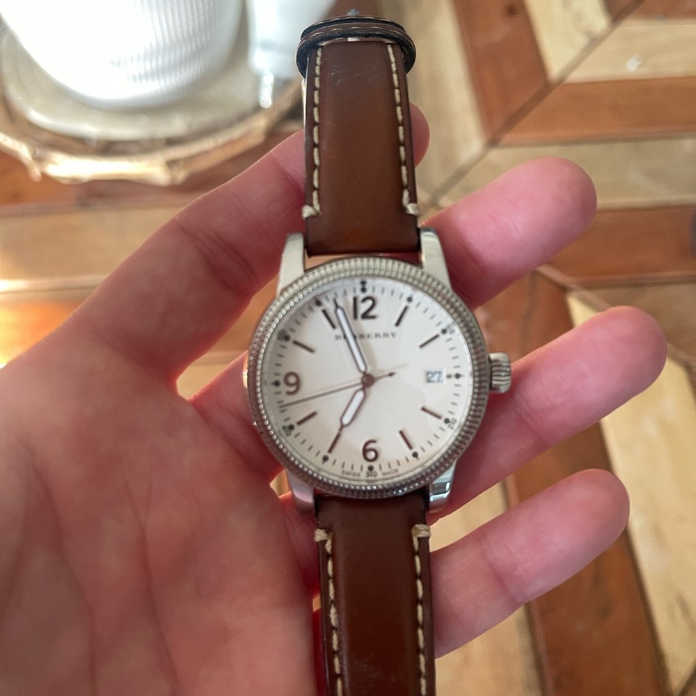 Burberry watch with brown leather band